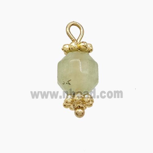 Green Dye Jade Prism Pendant Copper Gold Plated