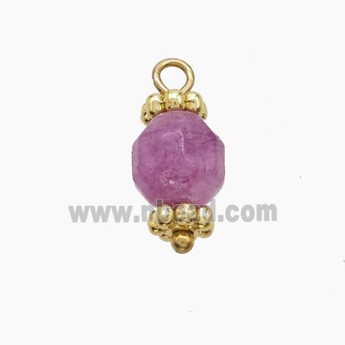 Lavender Dye Jade Prism Pendant Copper Gold Plated