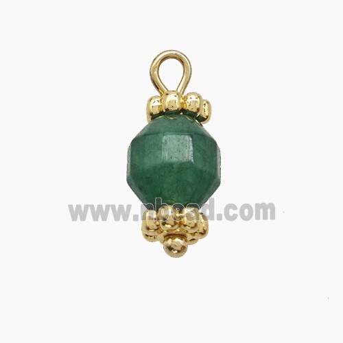 Green Dye Jade Prism Pendant Copper Gold Plated