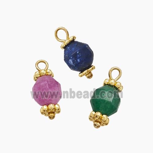 Mix Gemstone Prism Pendant Copper Gold Plated