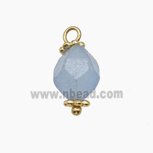 Blue Dye Jade Pendant Cut Round Copper Gold Plated