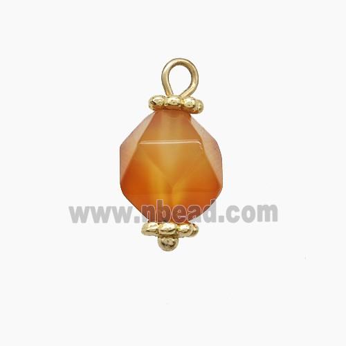 Red Dye Agate Pendant Cut Round Copper Gold Plated
