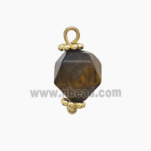 Coffee Dye Jade Pendant Cut Round Copper Gold Plated