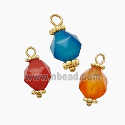 Mix Gemstone Pendant Cut Round Copper Gold Plated