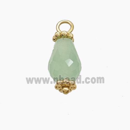 Green Aventurine Pendant Teardrop Copper Gold Plated