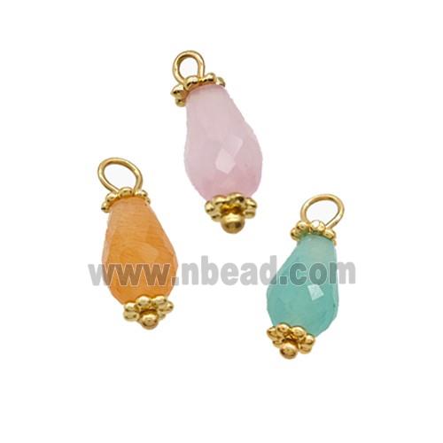 Mix Gemstone Pendant Teardrop Copper Gold Plated