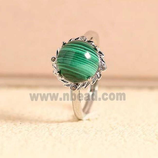 Green Malachite Copper Rings Platinum Plated