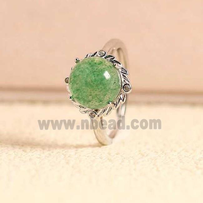 Green Strawberry Quartz Copper Rings Platinum Plated