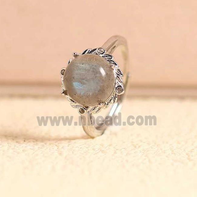 Labradorite Copper Rings Platinum Plated