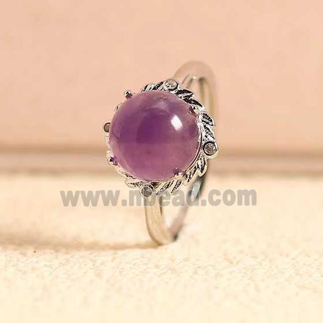 Purple Amethyst Copper Rings Platinum Plated