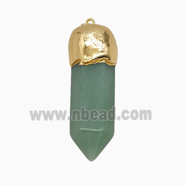 Green Aventurine Prism Pendant Gold Plated