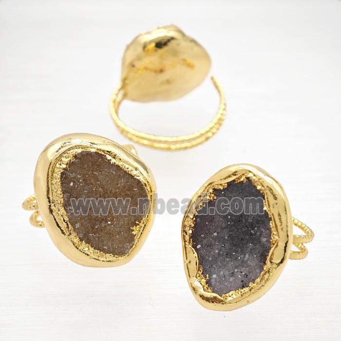 Agate Druzy Rings Copper Gold Plated