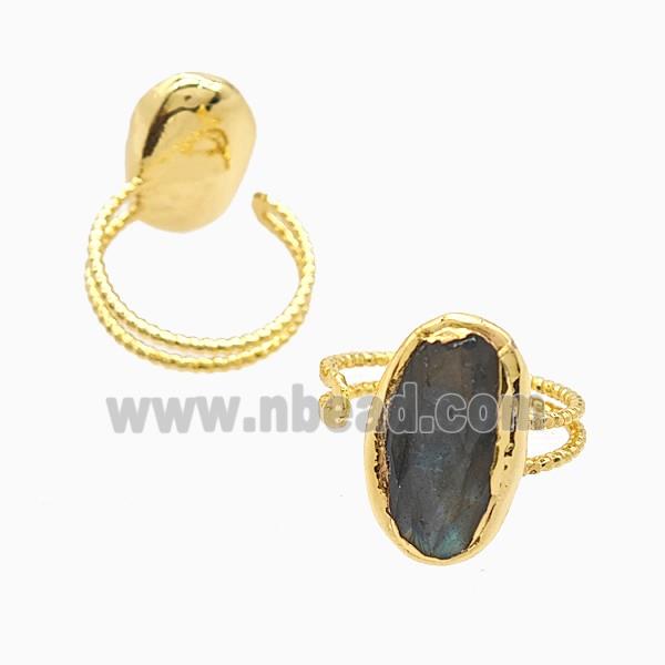 Labradorite Rings Copper Gold Plated