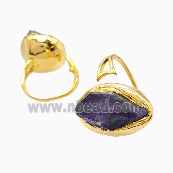 Amethyst Copper Rings Gold Plated