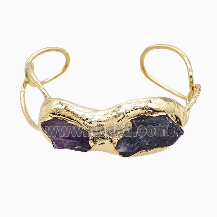 Amethyst Bangle Copper Gold Plated