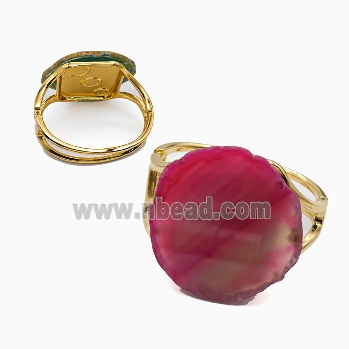 Red Dye Agate Copper Bangle Gold Plated