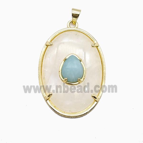 Gemstone Pendant Pave Zircon, Gold plated
