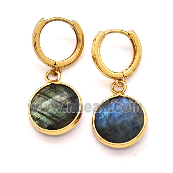 Labradorite Copper Hoop Earrings Circle Gold Plated