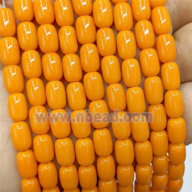 Orange Jadeite Glass Barrel Beads