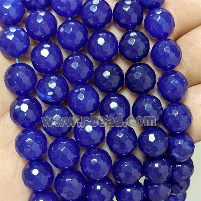 Blue Jade Beads Dye Faceted Round
