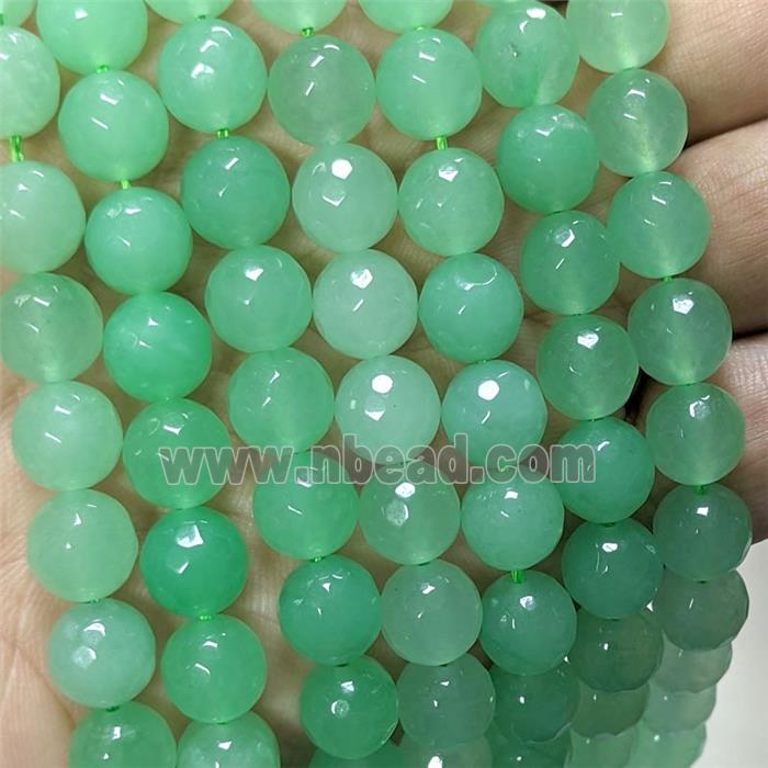 Green Jade Beads Dye Faceted Round