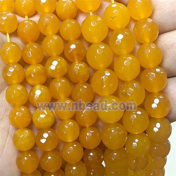 Orange Jade Beads Dye Faceted Round