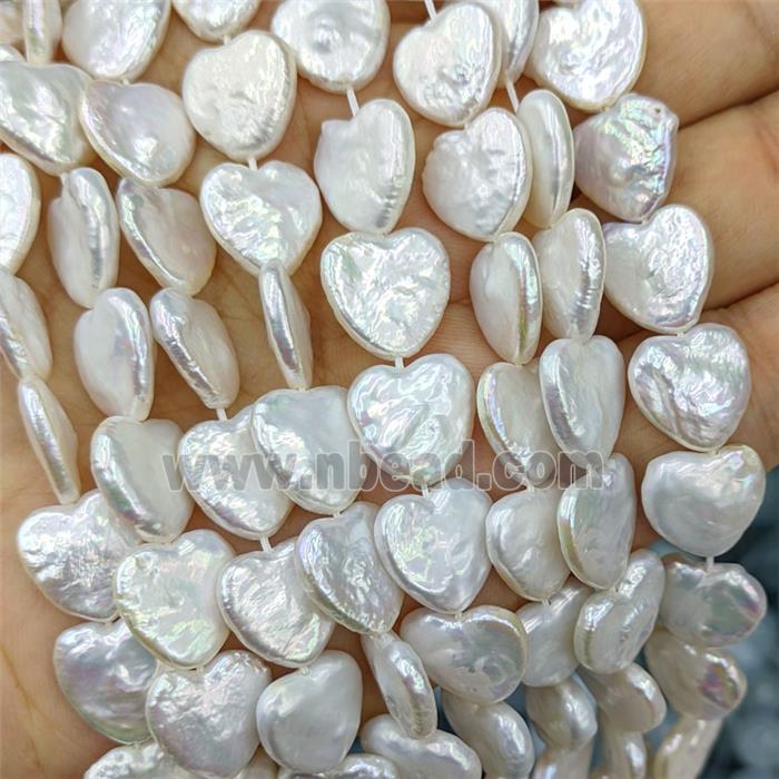 Natural White Pearl Heart Beads