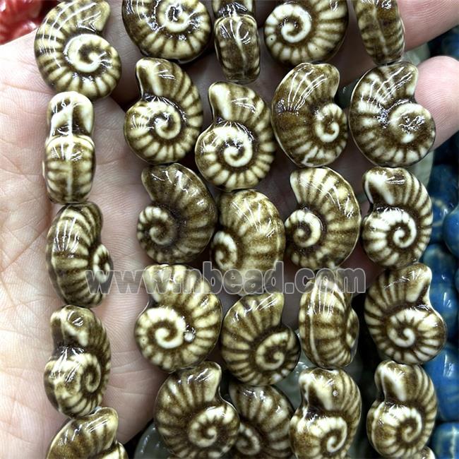 Porcelain Beads Coffee Spiral Shell