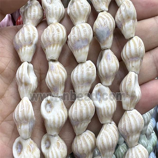 Porcelain Beads Oyster Shell Beige