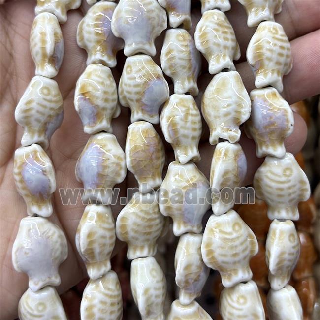 Porcelain Beads Fish Khaki