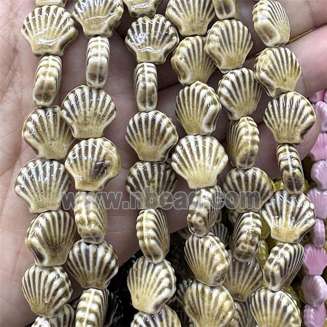 Porcelain Beads Scallop Shell Coffee