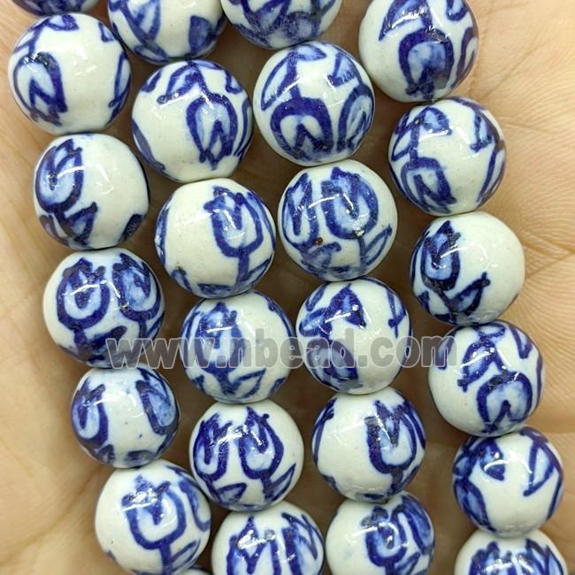 Porcelain Round Beads Blue