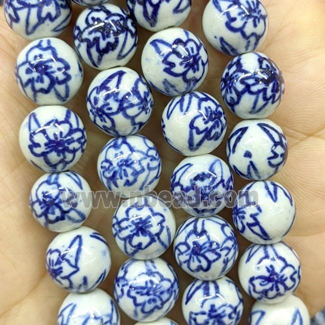 Porcelain Round Beads Blue