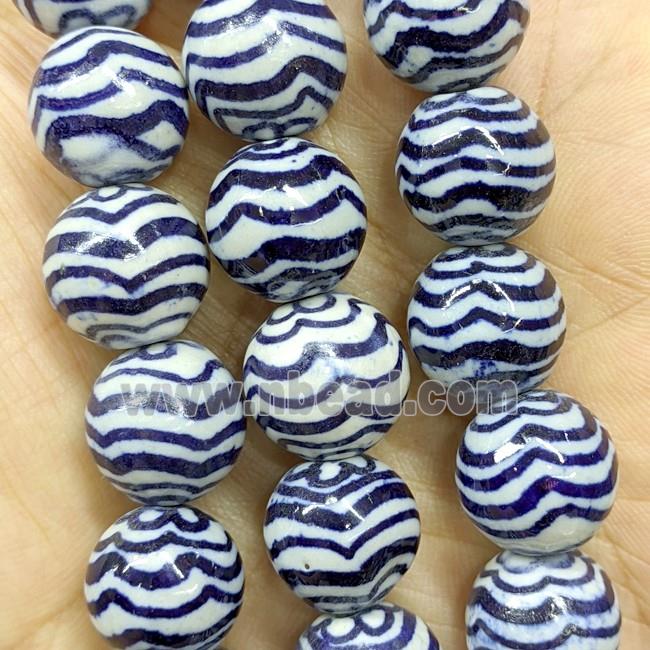 Porcelain Round Beads Blue Wave