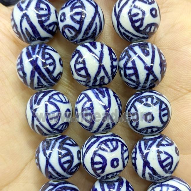 Porcelain Round Beads Blue