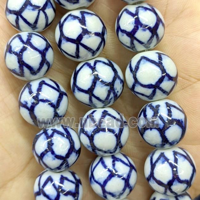 Porcelain Round Beads Blue