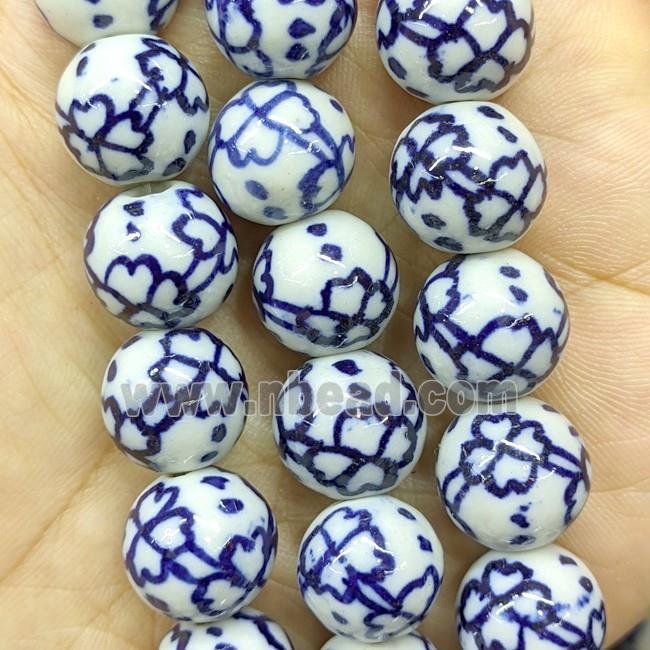 Porcelain Round Beads Blue