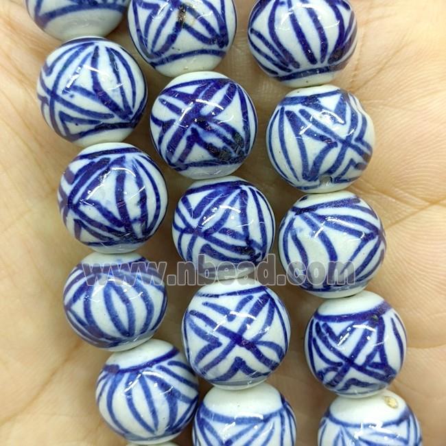 Porcelain Round Beads Blue