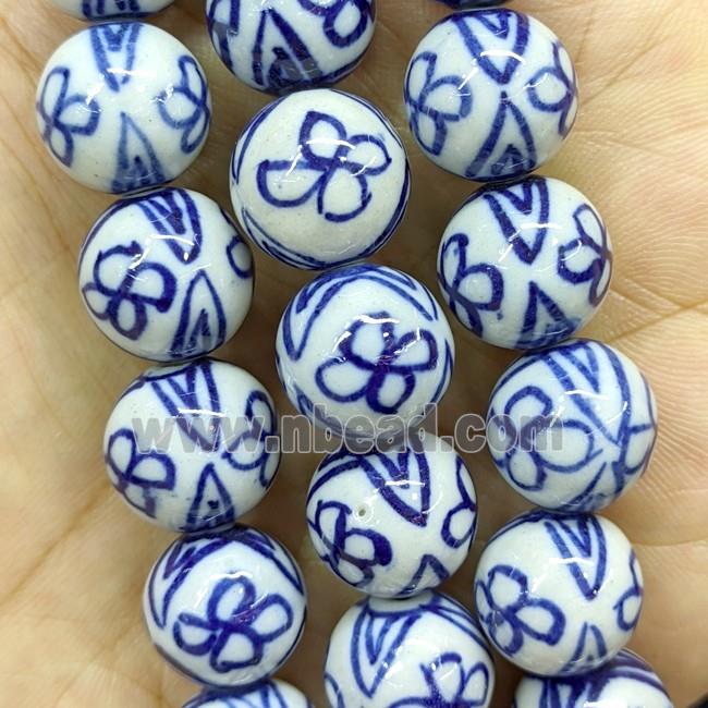 Porcelain Round Beads Blue