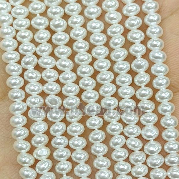 White Pearlized Shell Beads Smooth Rondelle