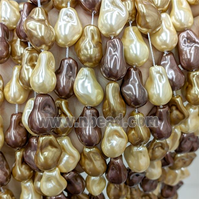 Baroque Style Pearlized Shell Beads Freeform Mixed Color