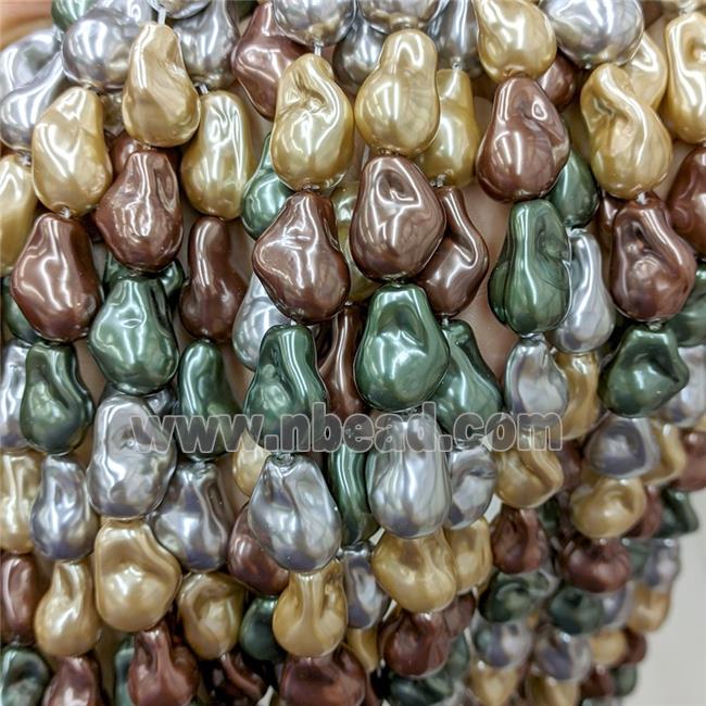 Baroque Style Pearlized Shell Beads Freeform Mixed Color