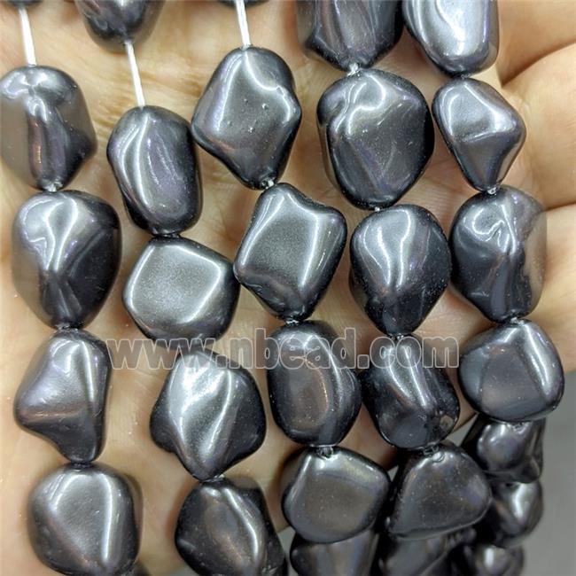 Pearlized Shell Beads Freeform Gray Dye