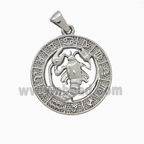 Raw Stainless Steel Symbols Pendant Zodiac Cancer Circle