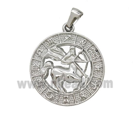 Raw Stainless Steel Symbols Pendant Zodiac Sagittarius Circle