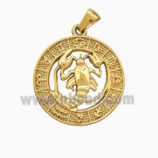 Stainless Steel Symbols Pendant Zodiac Cancer Circle Gold Plated