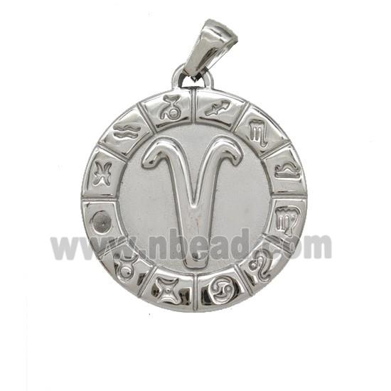 Raw Stainless Steel Symbols Pendant Zodiac Aries