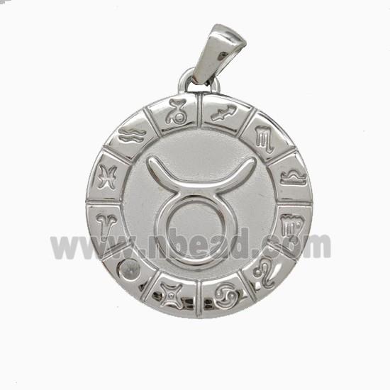 Raw Stainless Steel Symbols Pendant Zodiac Taurus
