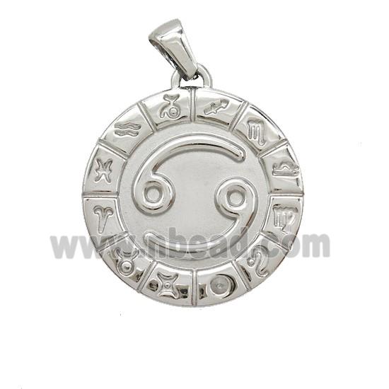 Raw Stainless Steel Symbols Pendant Zodiac Cancer