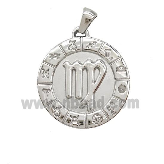 Raw Stainless Steel Symbols Pendant Zodiac Virgo